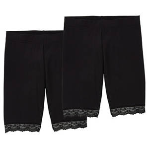 Damen Radler-Leggings 2er-Pack, Schwarz/Schwarz, XL 48/50