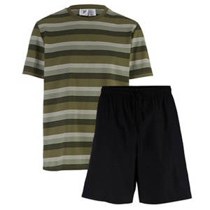 Herren Shorty-Pyjama, Streifen/Schwarz, M