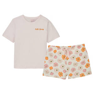 Damen Metallic Pyjama, Rosa/Weiß, S 36/38