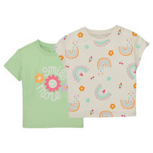 Kleinkinder T-Shirt, 2er-Pack, Grün/Weiß, 110/116
