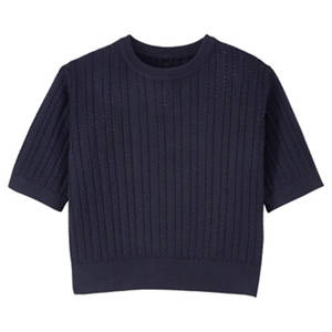 Damen Kurzarm-Pullover, Marineblau, S 36/38