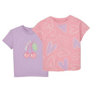 Kleinkinder T-Shirt, 2er-Pack, Lila/Rosa, 98/104