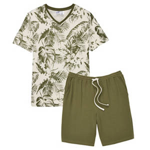 Herren Shorty-Pyjama, Grün, XL