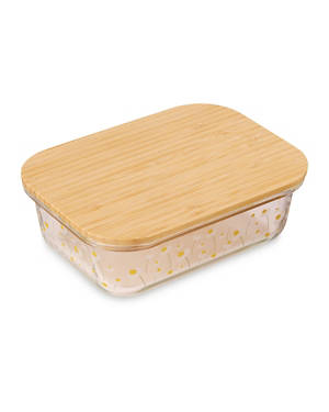 Glass Bowl with Bamboo Lid Medium