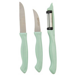 Küchenmesser-Set, Grün, Messer/Schäler