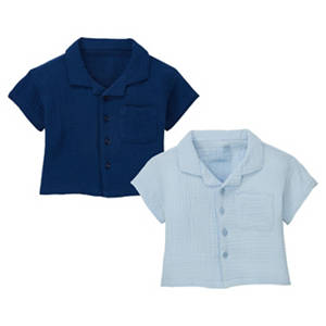 Baby Musselin Hemd 2er-Pack, Blau/Marineblau, 86/92