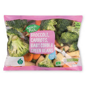 Broccoli, Carrots, Baby Corn & Green Beans
