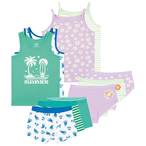 Gruppe 1, Kinder Unterwäsche, Lila/Grün, Singlet, 98/104