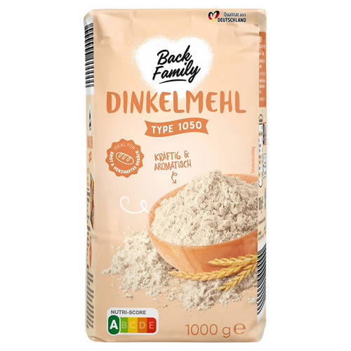 Vorderansicht 1, Dinkelmehl 1 kg, Dinkel Type 1050