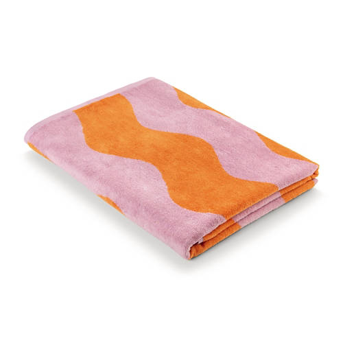 Détails 1, Drap de plage en velours, rayures orange