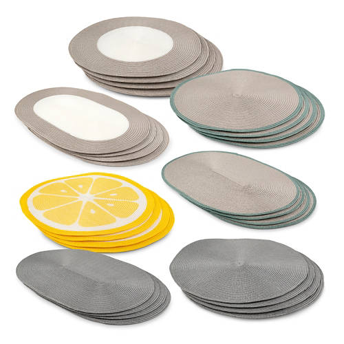 Gruppe 1, HOME CREATION, Geflochtene Platzsets 4er, Rund, Zitrone