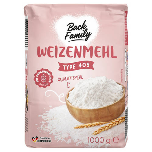 Vorderansicht 1, Qualitäts-Weizenmehl Type 405 1 kg