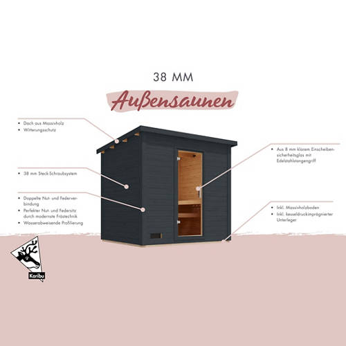 Details 1, Karibu Saunahaus Melo 3 anthrazit Außensauna inkl. 9 kW Ofen