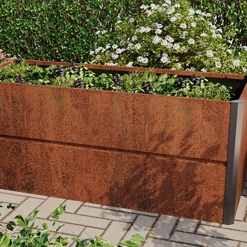 Lifestyle 1, Design Hochbeet aus Cortenstahl