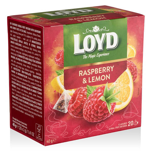 Elölnézet 1, Tea piramisfilterben, málna-citrom, 20 filter