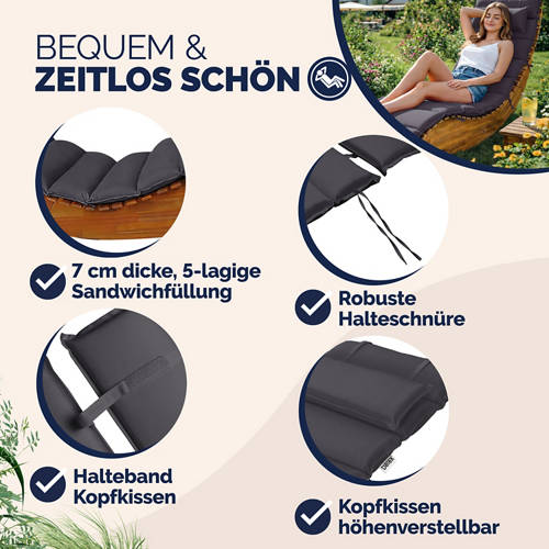 Vorderansicht 3, Auflage Saunaliege, Anthrazit