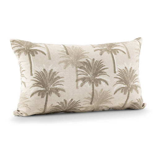 Vista frontale 1, Assortimento di cuscini da esterno, cuscini decorativi, palme