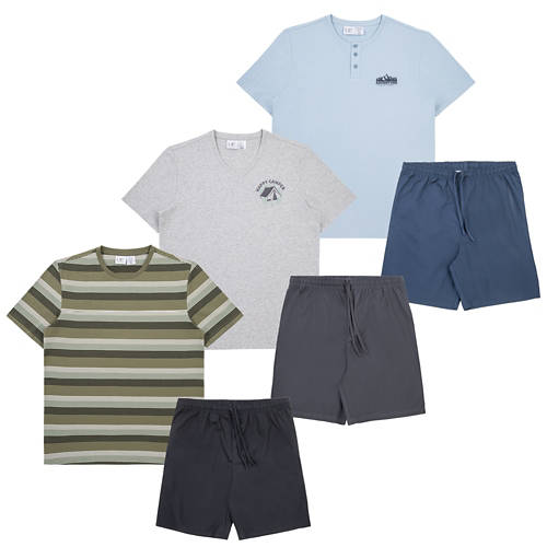 Groupe 1, Pyjama court pour hommes, bleu clair/bleu foncé, taille M