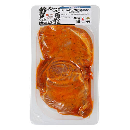 Vorderansicht 2, Schweinsnierstücksteak, Butteraroma