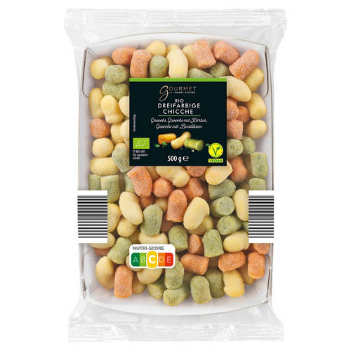 Vorderansicht 1, GOURMET Bio-Gnocchi ungefüllt 500 g, Tricolor