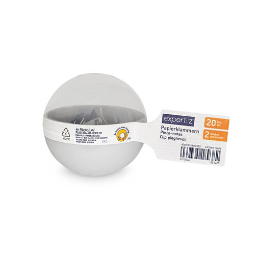 Vista frontale 1, Assortimento di accessori d'ufficio, clip, grigio/nero