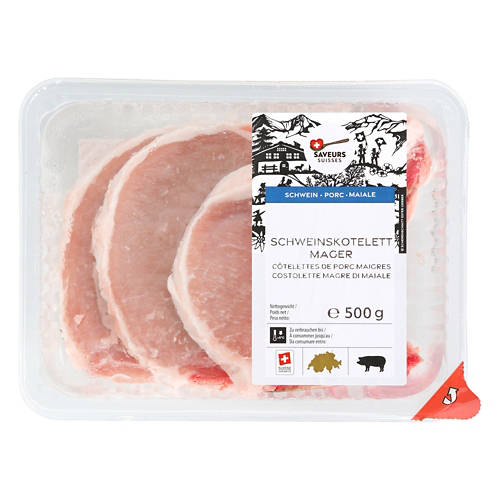 Vorderansicht 2, Schweinskotelett, mager