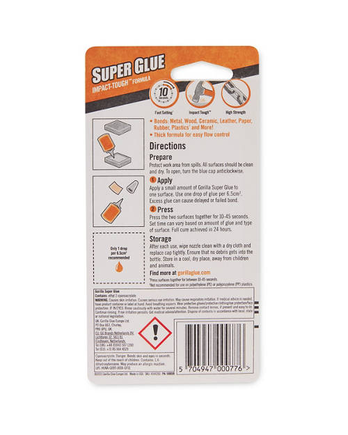 Back shot 1, Gorilla Super Glue 15g