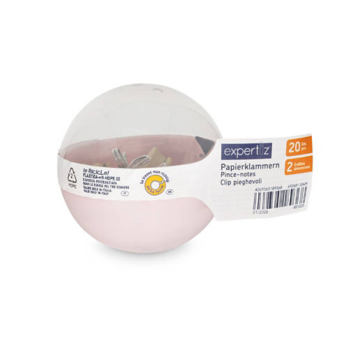 Vista frontale 1, Assortimento di accessori d'ufficio, clip, rosa/giallo