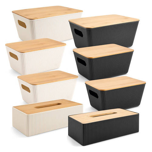 Gruppo 1, Accessori da bagno in bambù, scatola per fazzoletti, beige