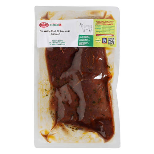 Vorderansicht 2, BIO-Farmersteak vom Weiderind, mariniert