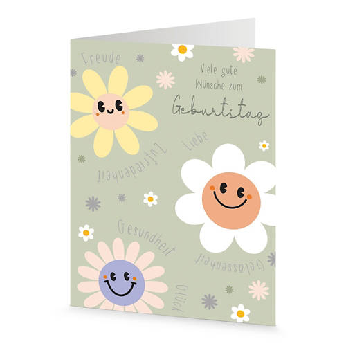 Vista frontale 1, HOME CREATION Assortimento di biglietti di auguri, carta 3D, fiori