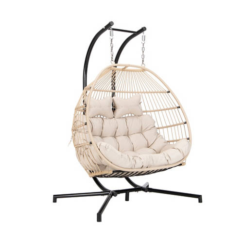 Vorderansicht 2, Hängesessel - 2 Sitzer beige