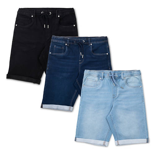 Gruppo 1, Pantaloncini felpati di jeans da uomo, nero, L