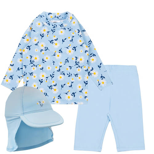 Vista frontale 1, Costume da bagno UV per bambina, 3 pezzi, con motivi floreali, taglia 74/80