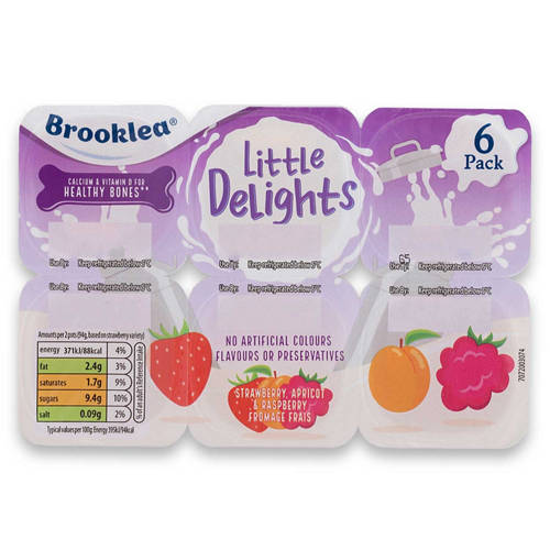 Little Delights Strawberry, Apricot and Raspberry Fromage Frais 6 Pack