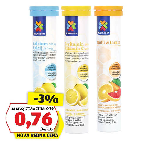 Skupina 1, Šumeče tablete, kalcij