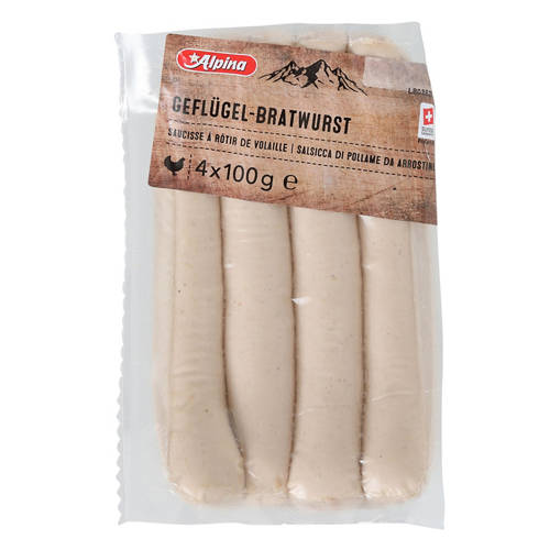 Vorderansicht 2, Geflügel Bratwürste