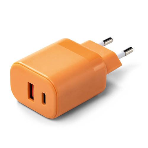 Vue de face 1, Assortiment durable, accessoires pour smartphones, chargeur mural 20 W, corail