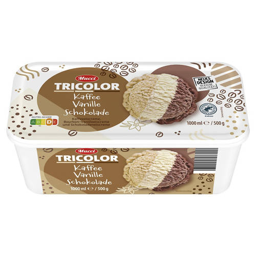 Vorderansicht 1, Eisschale Tricolor 1 l, Cafe-Vanille-Schoko