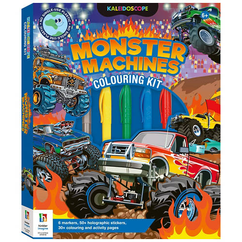 Vue de face 1, Livre de coloriage Kaléidoscope, monster trucks
