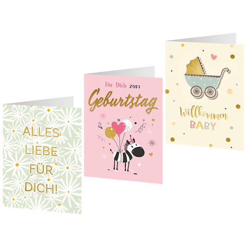 Groupe 1, HOME CREATION Assortiment avec cartes de vœux, texte en 3D, motif 1