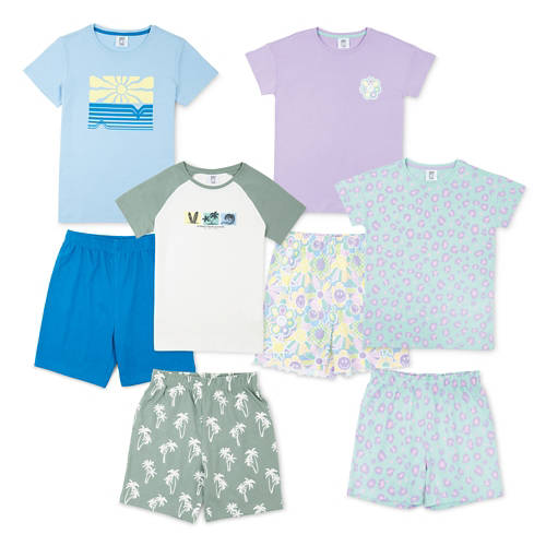 Gruppo 1, Pigiama estivo per bambini, viola / stampa all over, 122/128