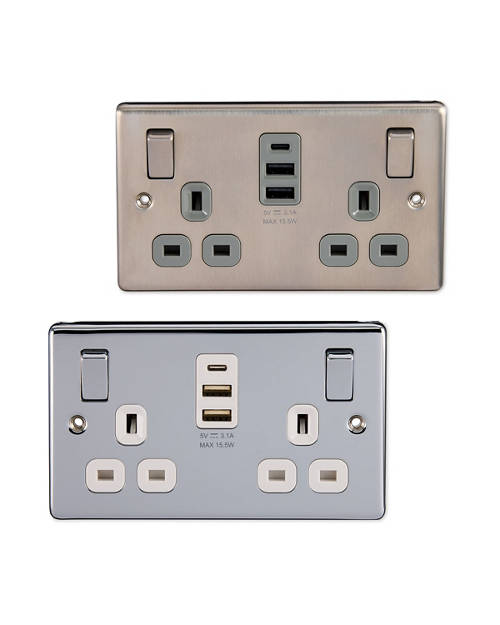 Group 1, 2 Pack Double Socket with USB