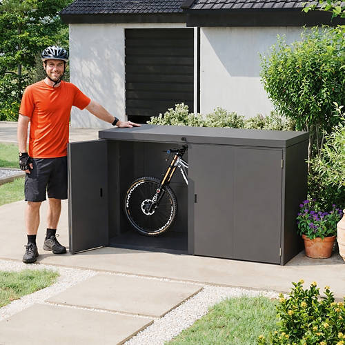 Lifestyle 2, Geräte- und Fahrradschrank aus Stahl