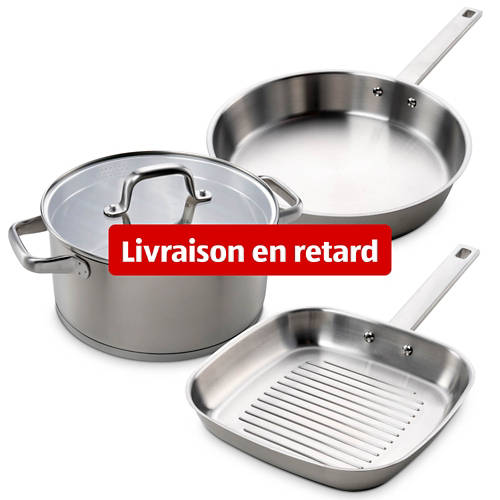 Groupe 1, Casserole/poêle en acier inoxydable, poêle sans revêtement, 28 cm