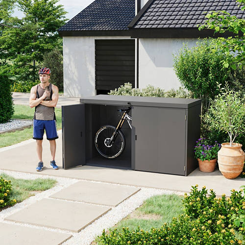 Lifestyle 1, Geräte- und Fahrradschrank aus Stahl