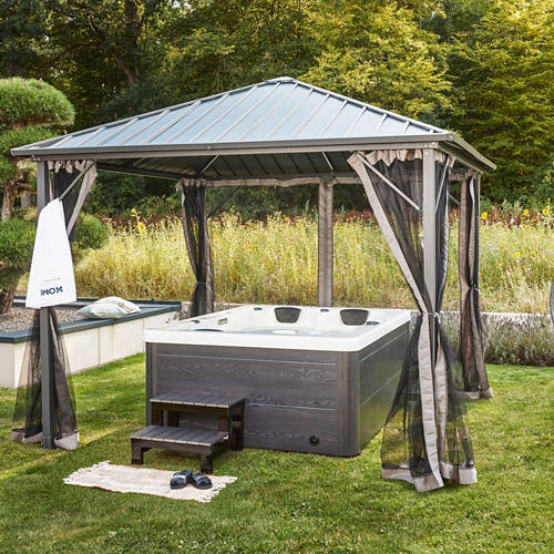 Lifestyle 1, White Marble Outdoor Whirlpool inkl. Treppe und Thermoabdeckung