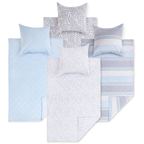 Groupe 1, Parure de lit en coton et viscose, rayures, 160 × 210 cm + 65 × 100