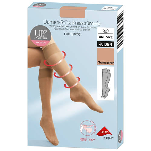 Vista frontale 1, Gambaletti a compressione, color carne, champagner