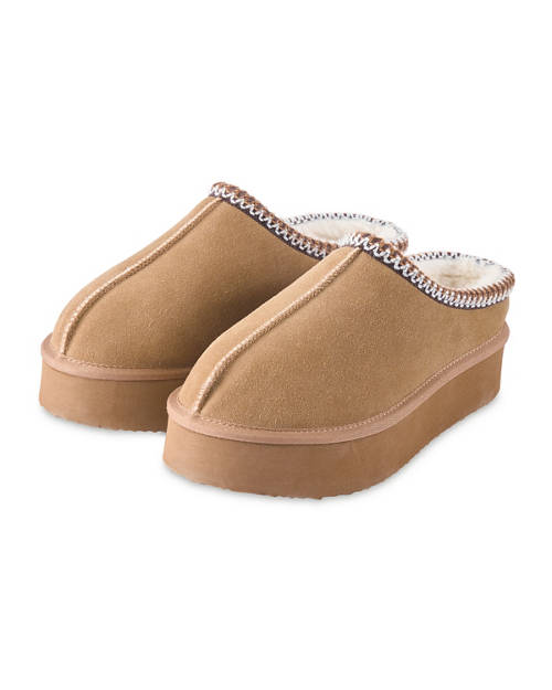 Front shot 1, Suede Platform Slippers